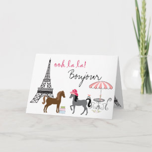 Söt Ponies Paris-hälsningskort Kort