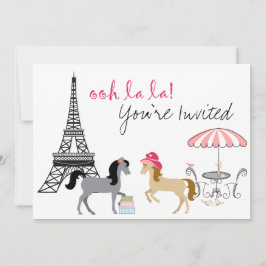 Söt Ponies Paris-inbjudan till häst på födelsedage Inbjudningar