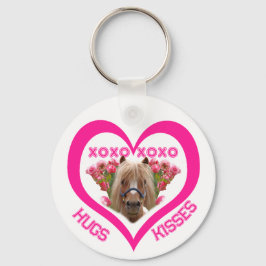Söt ponny i rosa Alla hjärtans dag Nyckelring