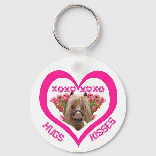 Söt ponny i rosa Alla hjärtans dag Nyckelring (Framsida)