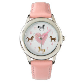 Söt ponnyer och Rosa Heart Horse Armbandsur