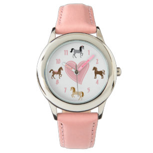 Söt ponnyer och Rosa Heart Horse Armbandsur