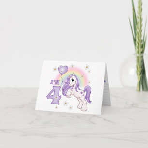 Söt Pony 4e födelsedagen-inbjudan om infyllning Inbjudan