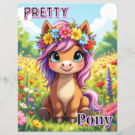 Söt Pony | Cute Tecknad Barn Nursery Art