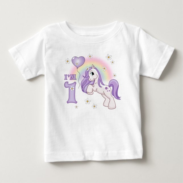 Söt Pony First Birthday Tee (Framsida)