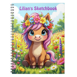 Söt Pony med Flowers Personlig Anteckningsbok