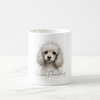 Söt Poodle Linje Konst, Kuppdesign - Poodle Älskar Kaffemugg