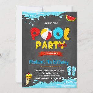 Söt pool födelsedagsinbjudan inbjudningar