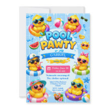 Söt Pool Pawty Anka Barnkalas Inbjudan