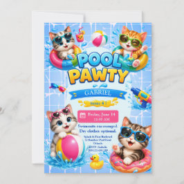 Söt Pool Pawty Katt Barnkalasinbjudan Inbjudningar