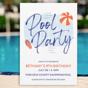 Söt poolparty-inbjudan inbjudningar