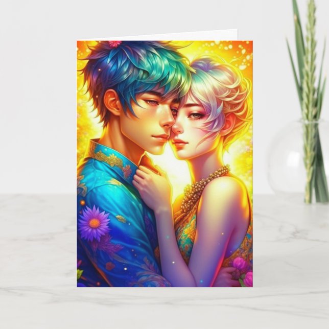 Söt Pop Art Anime Par Valentin Dag Kort (Framsida)