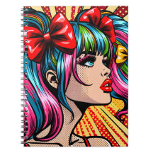 Söt Pop Art Tecknad Girl Colorful Ai Art