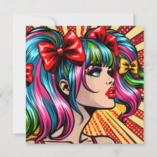 Söt Pop Art Tecknad Girl with Bows