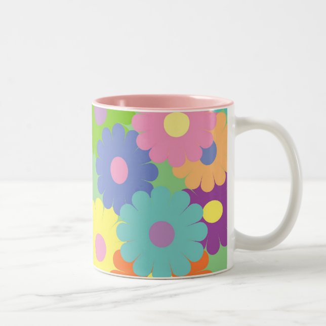 Söt pop-blommigt design kaffe mugg (Höger)