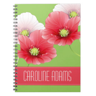 Söt Poppies Blommigt Monogram Anteckningsbok Med Spiral