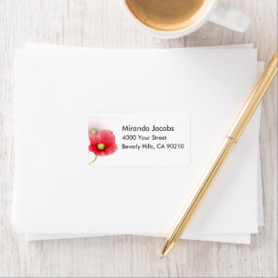 Söt Poppies Blommigt Personlig Adressetikett