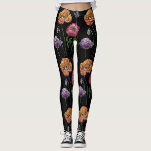 Söt Poppies på Morsa vid svartfärgsfärgning   Leggings