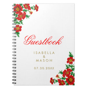 Söt Poppy Red Flowers - Guestbook Anteckningsbok