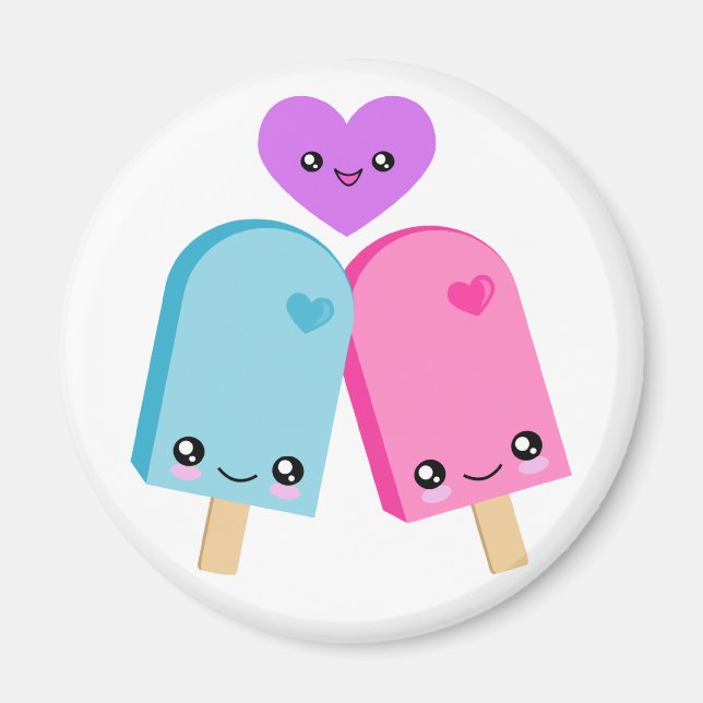 Söt Popsicles BFF Kawaii Magnet (Framsidan)
