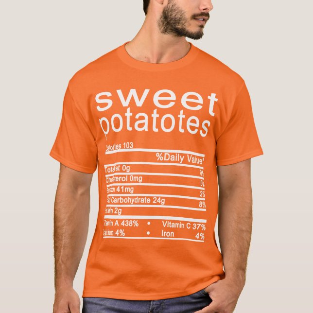 söt potatis Näringsfacts Funny Thanksgiving T Shirt (Framsida)