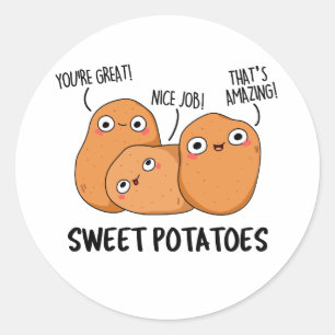 Söt potatis - underbart mat Pun Runt Klistermärke