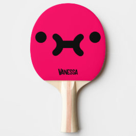 Söt Poutsy Face Rosa med Namn Pingisracket