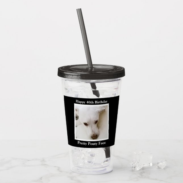 Söt Pouty Ansikte Cute Cute Hund 40:e födelsedagss Take Away Mugg (Framsida Ice)
