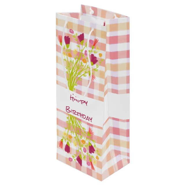 Söt Pput and Flowwed Papper Gift Vin Bag (Baksidan Vinklad)