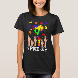 Söt Pre K-hjärta Autism Medvetenhet Tillbaka till T Shirt
