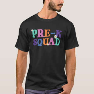 Söt Pre-K-squad Retro Groovy Förskoleelev T Shirt