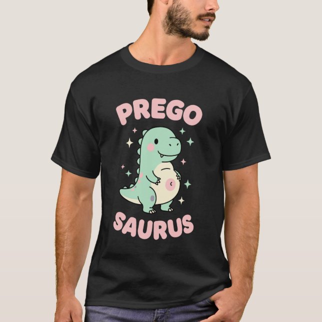 Söt Pregosaurus Dinosaur Graviditets Annonsering M T Shirt (Framsida)