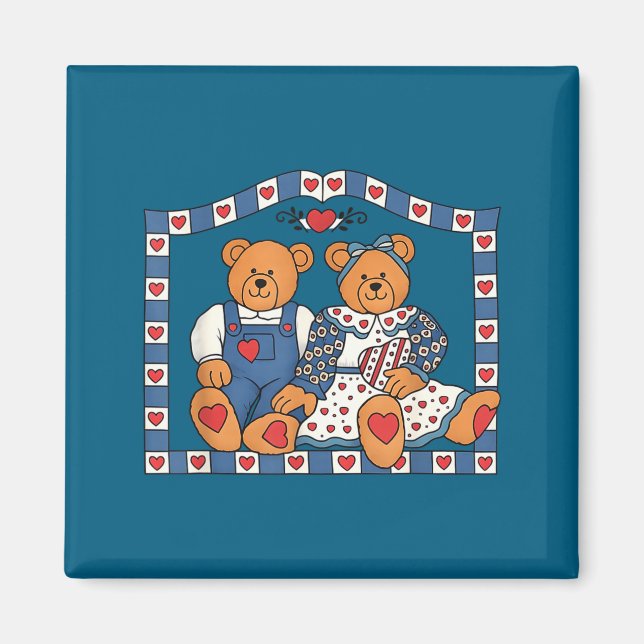 Söt Preppar 90-tals Ram Teddybjörn Magnet (Framsidan)
