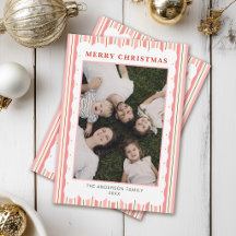 Söt Preppy Rosa Randig Familjefoto Jul