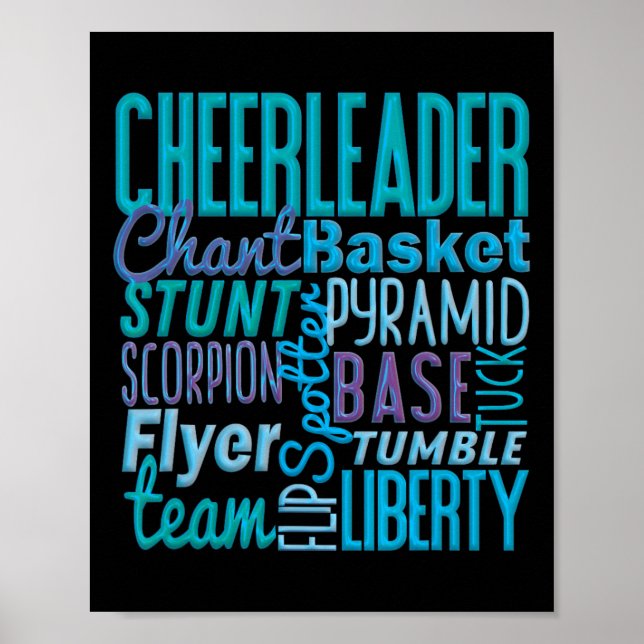 Söt present till cheerleader, Blå cheer-rörelser C Poster (Framsidan)