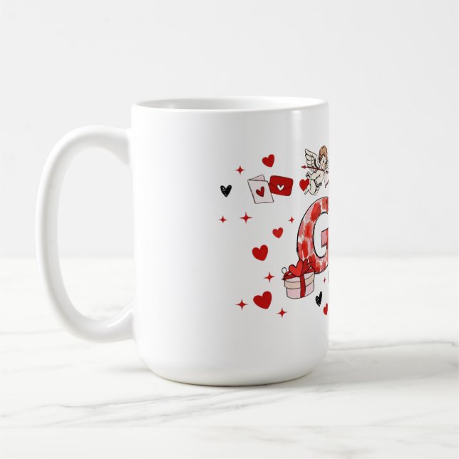 Söt present till mormors Alla hjärtans dag  Kaffemugg (Vänster)
