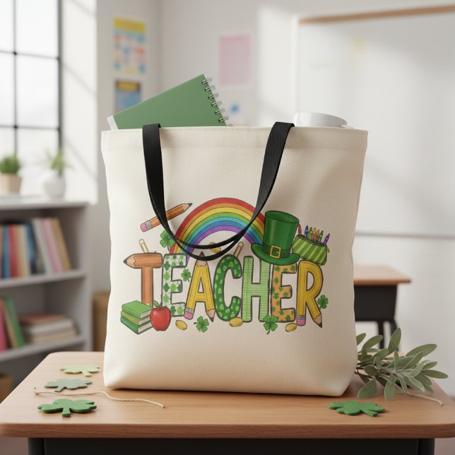 Söt present till St. Patrick's Day Lucky to Teach  Tygkasse (Skapare uppladdad)