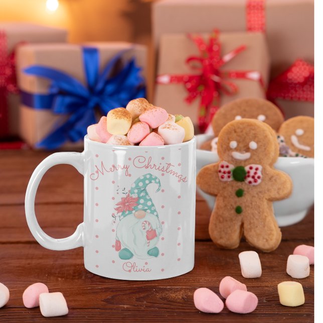 Söt prickig glad jul högtidlig tomte kaffepaus mugg (Skapare uppladdad)