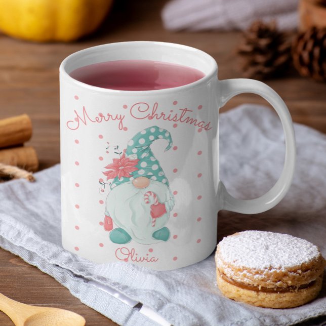 Söt Prickig Glad Jul Tomte Kaffemugg (Skapare uppladdad)