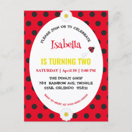 Söt prickig nyckelpiga tusenskönas barnkalas vykort