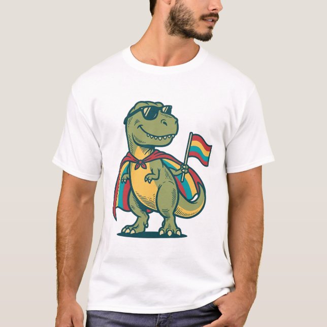 Söt Pride Dinosaurie Vektor T-Shirt Design_1 (Framsida)