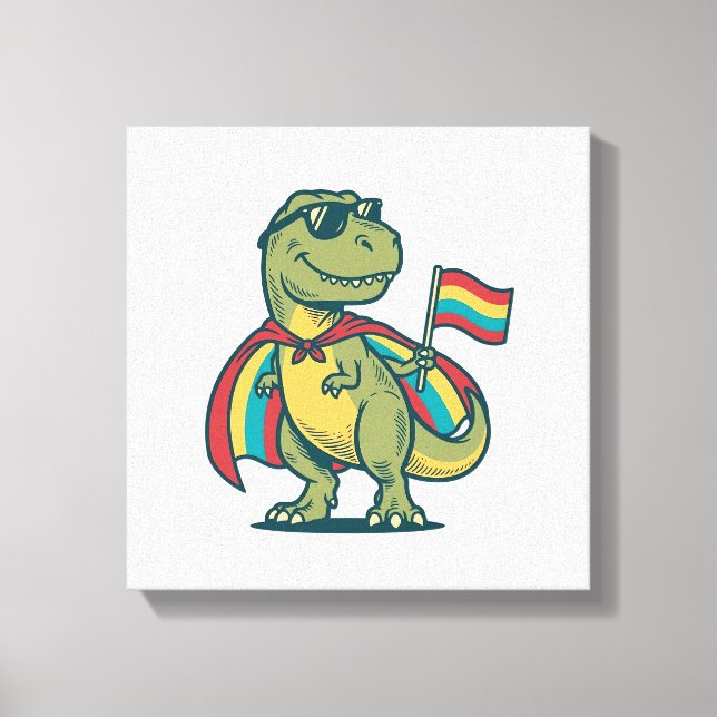 Söt Pride Dinosaurie Vektor T-Shirt Design_1 Canvastryck (Framsida)