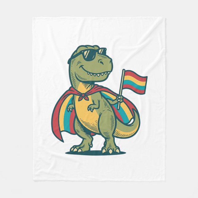 Söt Pride Dinosaurie Vektor T-Shirt Design_1 Fleecefilt (Framsidan)