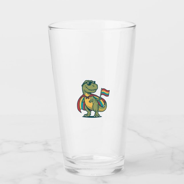 Söt Pride Dinosaurie Vektor T-Shirt Design_1 Glaskopp (Framsida)