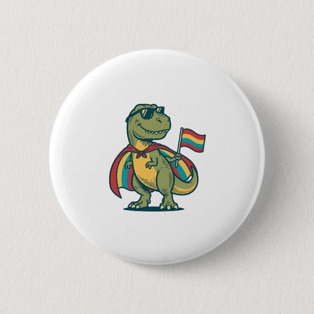 Söt Pride Dinosaurie Vektor T-Shirt Design_1 Knapp (Framsida)