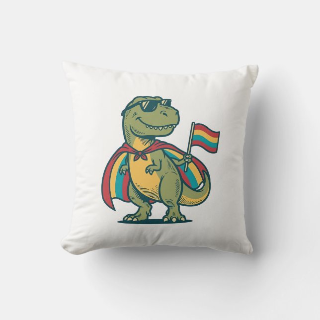 Söt Pride Dinosaurie Vektor T-Shirt Design_1 Kudde (Framsida)