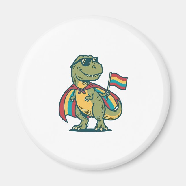 Söt Pride Dinosaurie Vektor T-Shirt Design_1 Magnet (Framsidan)