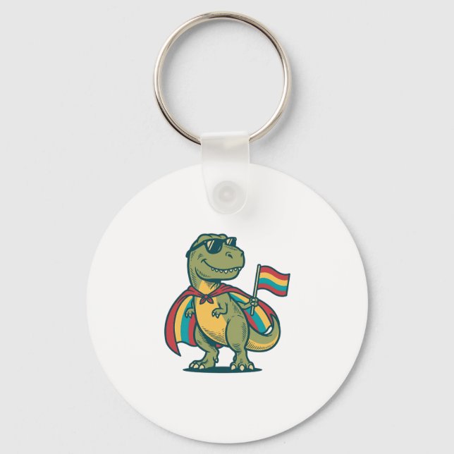 Söt Pride Dinosaurie Vektor T-Shirt Design_1 Nyckelring (Framsida)