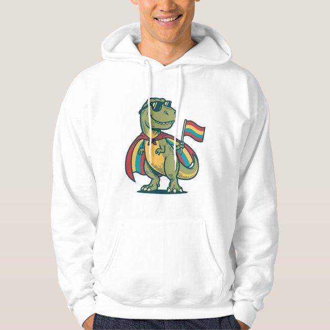 Söt Pride Dinosaurie Vektor Tröja Design_1 Hoodie (Framsida)