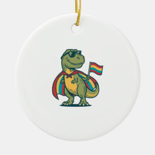 Söt Pride Dinosaurie Vektor Tröja Design_1 Julgransprydnad Keramik